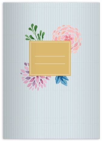 Kartenkaufrausch 8 Schöne Shabby Chic DIN A4 Schulhefte, Schreibhefte mit Blumen auf Streifen in hellblau Lineatur 20 (blanko Heft)