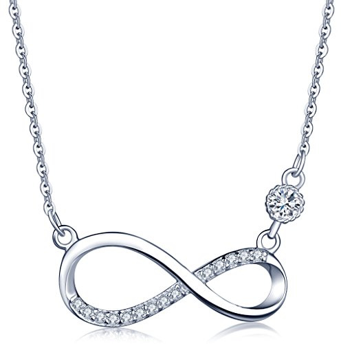 Infinite U Damen-Halskette aus 925er-Sterlingsilber, Diamant-Anhänger, Roségold/Silber