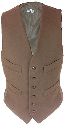 MB clothing Mens Moleskin Waistcoat Satin Lining Back with Buckle 4 Pockets 6 Front Buttons Smart Casual Wear (XL, Brown)