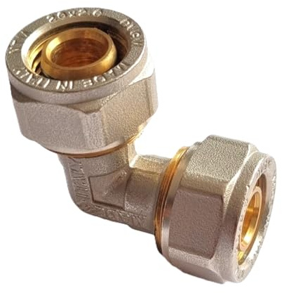 H2O-Flex® 32er Schraubfitting Winkel 90°, Aluverbundrohr 3,0mm | Klemmringverschraubung für Mehrschichtverbundrohr 3,0mm, DVGW zertifiziert, Messing-Anschlüsse, korrosionsbeständig