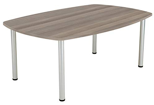Office Hippo Large Sturdy Workstation for Boardroom, Meeting or Shared Space, Desk, Table, Durable Design, Grey Oak, 180 x 120 x 73 cm