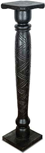 livasia edle Blumensäule Holz im Antik-Look – 100cm – Dekosäule aus Albiziaholz, Handgefertigt, Nachhaltig und Einzigartig aus Bali, Perfekt für Wohnzimmer, Flur oder Garten (Schwarz)