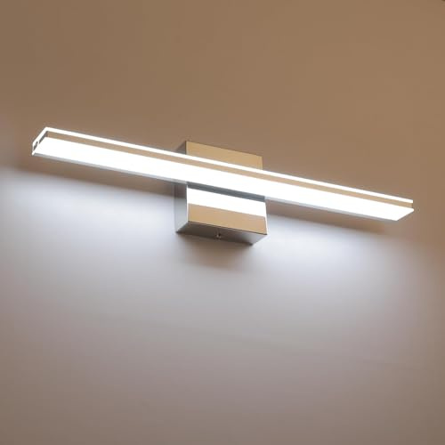 BRIVOLART LED Vanity Light Bar 20 Inch Bathroom Light Fixtures 12W Over Mirror Lighting Chrome Vanity Lights Fixtures Modern Bathrooms Lamps Acrylic Bath Wall Light Fixtures