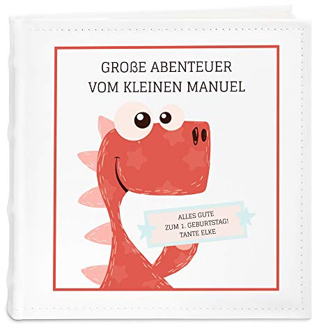 Maverton Fotoalbum zum Selbstgestalten mit Aufdruck für 200 Fotos 10x15 | Seiten, Größe: 21x22cm, Weiß, personalisierte Geschenke für Kinder zur Taufe Geburt, Geburtstagsgeschenk