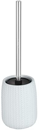 WENKO Standgarnitur Barinas, Garnitur inklusive WC-Bürste mit auswechselbarem Bürstenkopf Ø 7,5 cm in Schwarz, (B/T x H): Ø 10,7 x 35,3 cm, geschlossener Bürstenhalter aus Keramik, in Weiß mit Muster