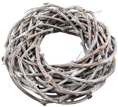Weinrebe Deko-Kranz weiß gekalkt mit 20cm Durchmesser - Kleiner Rohling Holz-Kranz als Frühling Wandkranz oder Haustür Tür-Kranz Basteln - Wohnzimmer Tisch-Kranz als Sommer Tisch-Deko