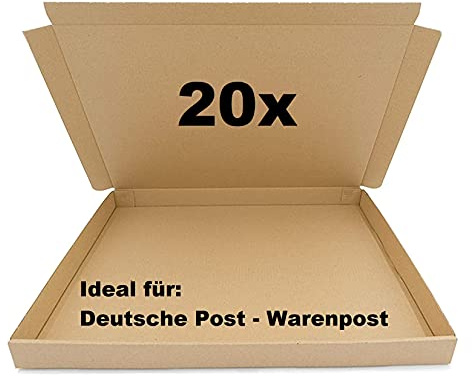 20x SAD Warenpostkartons 350x250x30mm Karton für Warenpost International XS geeignet - DIN A4 Format - Briefkartons - Deutsche Post Karton - leicht & stabil