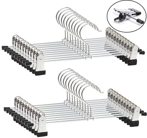 20 stück Hosenbügel 40cm Kleiderbügel mit verstellbaren Clips Große Schwerlast Hosenspanner für Hosen Socken Röcke