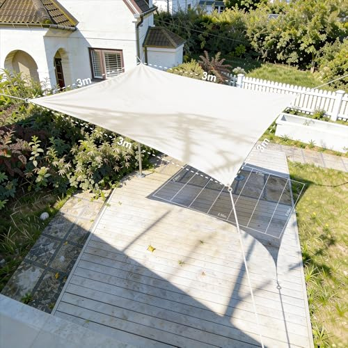 HAIKUS Tenda Vela Quadrata 3x3 m, Traspirante, Permeabile, Tela Vela Ombreggiante, Telo Ombreggiante per Esterno, Giardino, Terrazzo, Balcone, Bianca