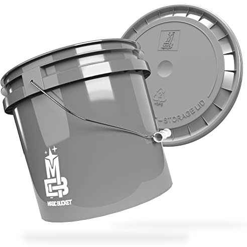 MAGIC BUCKET | Wascheimer Set für Auto Handwäsche Grau mit passendem Eimer Deckel | 3,5 US GALLONEN ca. 13 Liter | kompatibel mit Grit Guard, Detail Guardz Dirt Lock, Chemical Guys Dirt Trap
