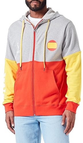 FIFA Sweat à Capuche Officiel de la Coupe du Monde 2022 Shirt, Gris/Rouge/Jaune, XXL Homme