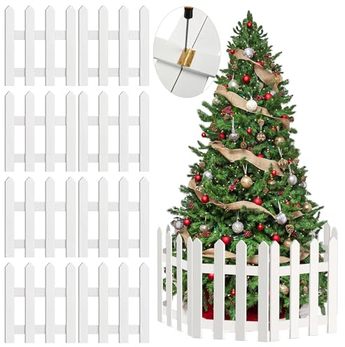ANVAVO 8 Stück dicker Weihnachtsbaumzaun, weißer Holz-Lattenzaun, Baumzaun-Dekorationen für Kinder, Haustiere, Hunde, Weihnachten, Hochzeit, Party, Dekorationen, Miniatur, Zuhause, Garten, Bordüre,
