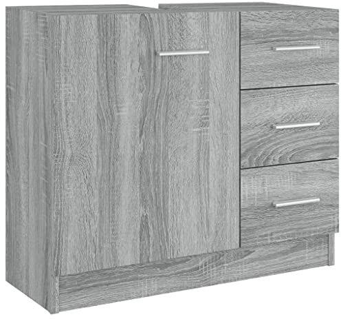 vidaXL Vitrinenschrank, Vitrine mit viel Stauraum, Beistellschrank für Schlafzimmer Wohnzimmer Büro, Büroschrank Schrank, Grau Sonoma Holzwerkstoff