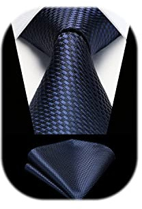HISDERN Krawatten für Herren Einfarbige Formal Krawatte mit Einstecktuch Set Klassisch Hochzeit Elegant Business Party