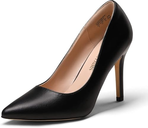 DREAM PAIRS Women's Closed Toe High Heels Dress Pointed Toe Wedding Pump Shoes,Size 10W,Black-Pu
