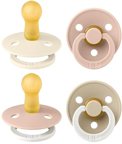 BIBS Colour Schnuller 4er-Pack, BPA-frei. im Dunkeln Leuchtende, Kirschform Nippel. Naturkautschuk/Latex, Hergestellt in Dänemark. 6-18 Monate (4er Pack), Blush Glow Mix