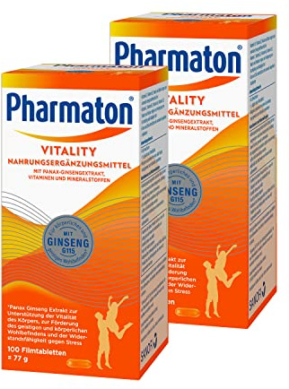 Pharmaton Vitality | 200 Tabletten | Mit Ginseng G115, B-Vitaminen, Zink & Eisen | Unterstützt Vitalität* und Wohlbefinden**