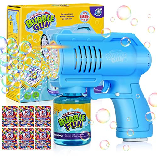 FORMIZON Seifenblasenpistolen, Bubble Machine Automatische mit 130ML Seifenblasenlösung, Seifenblasenpistole für Kinder mit 60ML Seifenblasenkonzentrat, Blasenspielzeug Geschenk für Party (Blau)