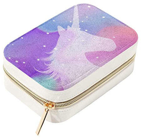 Silhouette Einhorn lila geheimnisvolle Reise-Schmuckschatulle kleine Organizer Aufbewahrungsboxen für Frauen Mädchen