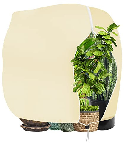 Sosayet Winterschutz für Pflanzen, 180x120cm 70g/m² Winterschutz für Kübelpflanzen mit Reißverschluss Zugband, Reißfest Wiederverwendbar Frostschutz Pflanzenschutz Winte für Olivenbaum Palmen