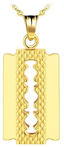 Feilok Mens Stainless Steel Necklace Chain 23 with Pendant Razor Blade for Men Man Boys Kids