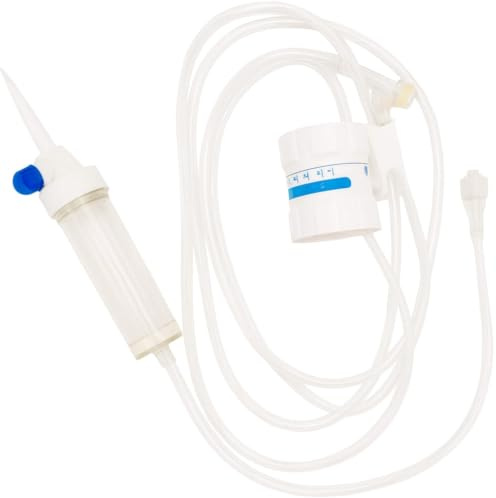 Deflussore a Y Senza Ago con Raccordo Terminale Luer Lock – Camera di Gocciolamento con Filtro e Regolatore di Flusso Roller, Latex Free (100)