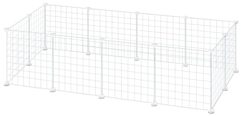 EUGAD Rabbit Run,Modular Playpen for Small Animals,DIY Metal Pet Fence Indoor Wire Mesh Cages 12 Panel 4cm Spacing,Enclosure for Puppy,Rabbit,Kitten,Hamster,GuineaPig,Hedgehog White 142x72x36CM