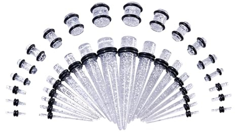 Longbeauty 18 Paare Ohr Dehnstäbe Set Ohr Acryl Dehnung Kit Set Piercing Tapers Knochenstabs Dehnungsset 1,6mm-10mm