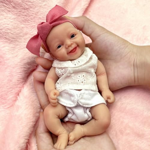 MYREBABY - Full Body Micro-Preemie Silicone Doll for Baby Adorable Emily Realistic Mini Reborn Surprice Doll for Children Stress Relief (Girls)
