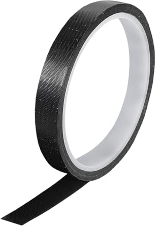 QUARKZMAN Hochtemperaturband 15mm PTFE-beschichtetes Gewebeklebeband hitzebeständiges Band für Vakuumversiegelungen Klebeband 10m/33ft Schwarz 0,13mm Dicke