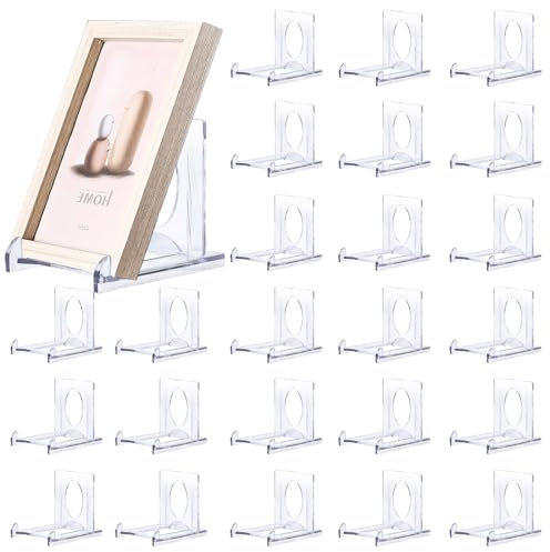 Raxfekro 25 Stück Acryl Ständer, Kunststoff Tellerständer, Kunststoff Deko Aufsteller, Verstellbarer Dekorativer Tellerhalter für Elektronisches Produktfoto Display