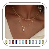 FIOROYAL 14K förgylld kedja dam, födelsesten berlock halskedja guld, stapelbar guldkedja dam, utsökt smaragd ruby födelsesten kedja kvinna flicka mamma, födelsedagspresent för kvinnor, 14K förgylld