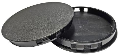 Qrity 2 Pcs Plastic Button Plugs, 100mm Round Drill Hole Cover Caps, Snap on Type, Furniture Hole Caps, Black, for Cabinet Desk Table Chair Cupboard Wardrobe