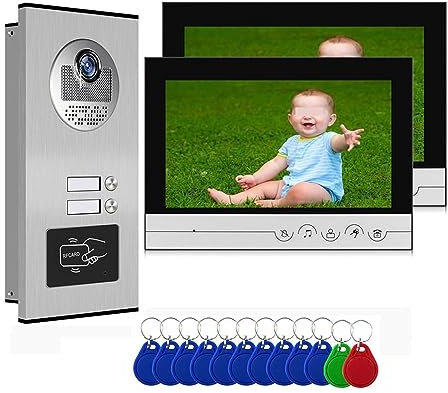 ZXFNVXC Système d'interphone vidéo Couleur 9 Pouces pour Appartement/Famille avec interphone pour immeuble de 2/3/4/6 unités, Carte inductive, Installation Facile (Taille : 1Cam V 6LCD) (1Cam V 2LCD)