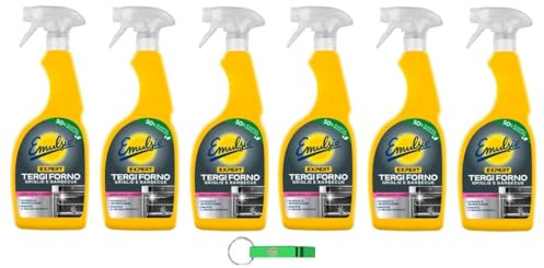 6x Emulsio Expert Tergiforno - Spray Entfetter Reiniger Für Grills und Barbecues - Entfernt hartnäckiges Fett und löst Verkrustungen 600ml + Beni Culinari Kostenloser Schlüsselanhänger