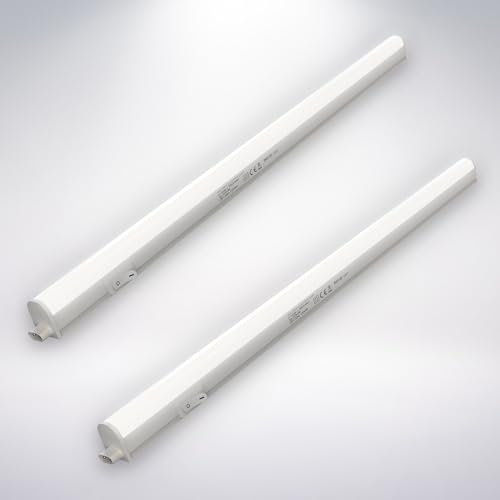 BRILONER - Set di 2 barre LED con interruttore, luce bianca neutra, cavo incluso, luce sottopensile,barra LED sottopensile, cucina, illuminazione armadio, lampada da cucina, 58,5 cm, bianca