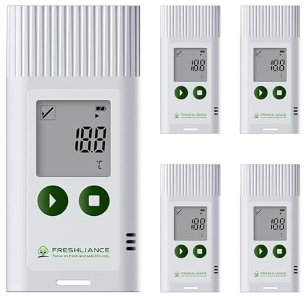 Freshliance Temperature Humidity Data Logger, USB Reusable Temperature Humidity Recorder with PDF CSV Report, Digital Refrigerator Thermometer Hygrometer for 35000 Points High Accuracy, 5pack