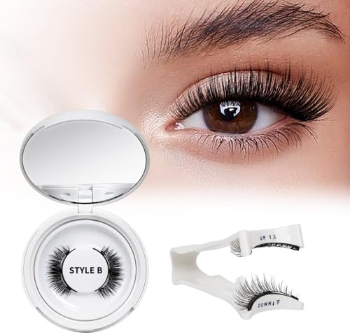 Wiederverwendbares Magnetische-Wimpern natürlicher Look mit Applikator, Magnet-Wimpern Set kein Kleber nötig Wimpern-magnetisch QUEWEL einfach zu tragen und zu entfernen mit Anleitung (Kit-B)