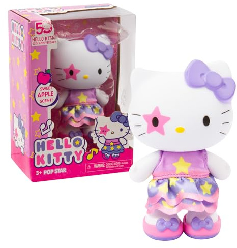 Hello Kitty - Muñeca de 10 cm de Altura Pop Star con Delicada Fragancia, 5 Puntos de articulación, Vestido de Tela con Zapatos extraíbles, a Partir de 3 años