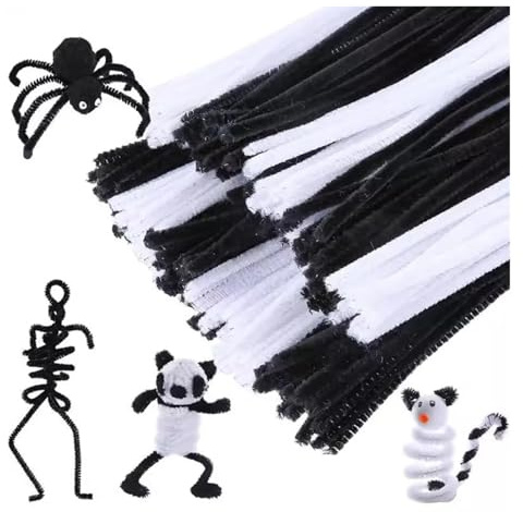 Ymnilian Pfeifenreiniger,Pfeifenputzer Zum Basteln 400-teiliges Pfeifenreiniger-Set mit Chenille-Stiel, schwarz-weiß, for Pfeifenreiniger, DIY-Kunsthandwerk, Dekorationen