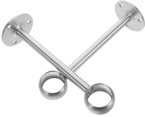 Alipis Support Tringle Rideaux en Acier Inoxydable Épais, Lot de 2pcs Tête Ronde, Fixation Plafond Robuste pour Suspendre Rideaux et Vêtements en Chambres et Salons