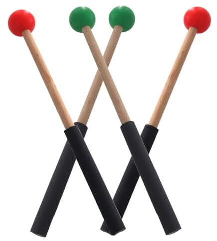 LIFKOME 2 Pares de Baquetas para Marimba y Tongue Drum, Hechas de Madera y Goma, Prácticas sin Rebabas, Ideales para Estudiantes y Actuaciones Musicales Varios estilos