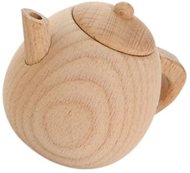 TOYANDONA Vaisselle en bois massif - Petite bouilloire à thé - Jeu de rôle pour crèche - Non toxique - Bois de hêtre naturel - Couverts de cuisine éducatifs créatifs