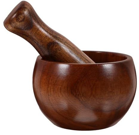 Toyvian Mortier et Pilon Bois pour Cuisine Bol et Pilon Polyvalents pour Écraser Ail Épices et Sauces Ustensile Naturel et Facile à Nettoyer