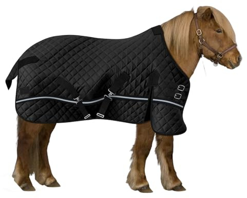 Coperta antipioggia per Shetty & Puhler, coperta invernale per cavalli, traspirante e impermeabile, ideale dopo l'allenamento, il lavaggio, la stalla e il trasporto, 200 g, colore nero, dimensioni: 80
