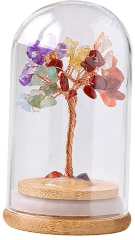 Allayu Glücksbaum Statue, Bonsai Innendekor für Reichtum und Wohlstand, Fengshui Geschenk für Glück, dekoratives Schreibtisch Sammelobjekt, Glas, Wohlstand, Büros, Geldbaum Skulptur, Fengshui