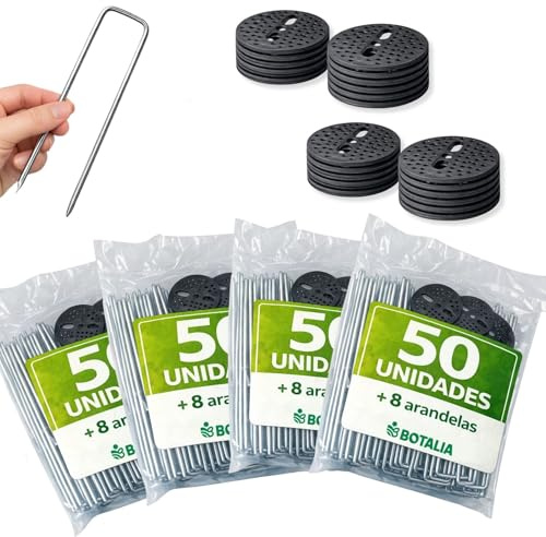 PLANTAWA Piquetas de Metal 200 Unidades | Anclaje para césped Artificial, Malla antihierbas y Lonas de jardín | Fijación Resistente, instalación rápida y sujeción Estable en Todo Tipo de terrenos