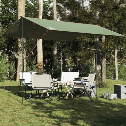 Tarp Grün 360x294 cm Wasserdicht, Robustes Oxford-Gewebe mit PU-Beschichtung, Multifunktionale Camping Plane für Outdoor, Trekking, Strand, Sonnenschutz, Regenschutz