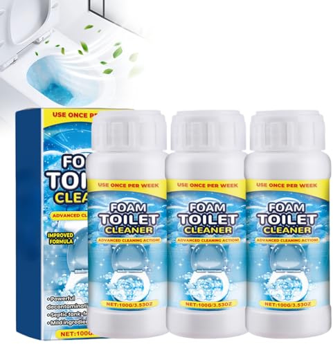 Toilet Bowl Cleaners, 2026 New Bathroom Cleaner Quick Deep Cleaning Remove, Multipurpose Limescale Remover Powder for Toilet Bath Shower Glass Sink Cleane Powerful Sink Foaming (3Pcs)