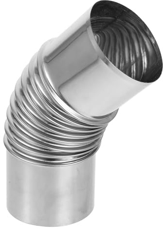 ASAKKURA 29x4.32x2.55 in 45° Elbow Pipe Elbow Chimney Exhaust Tubing Stainless Steel Metal Stove Pipe Excellent Sealing Withstand High Temperatures for Wood Burning Stove Camping Heater